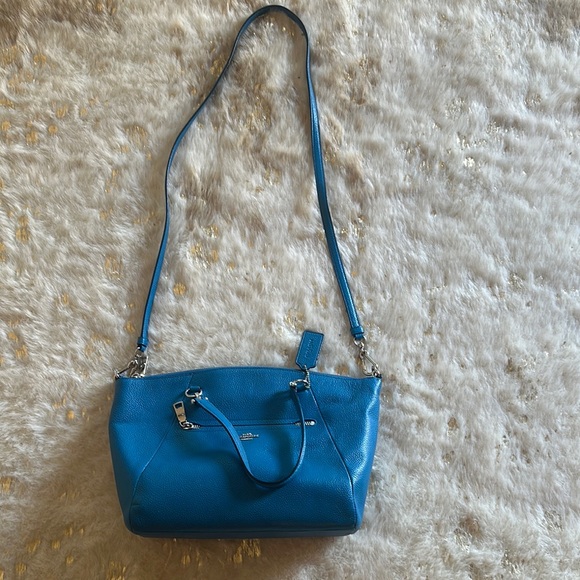 Coach Prairie Blue Leather Shoulder Bag handbag like new - Picture 1 of 3